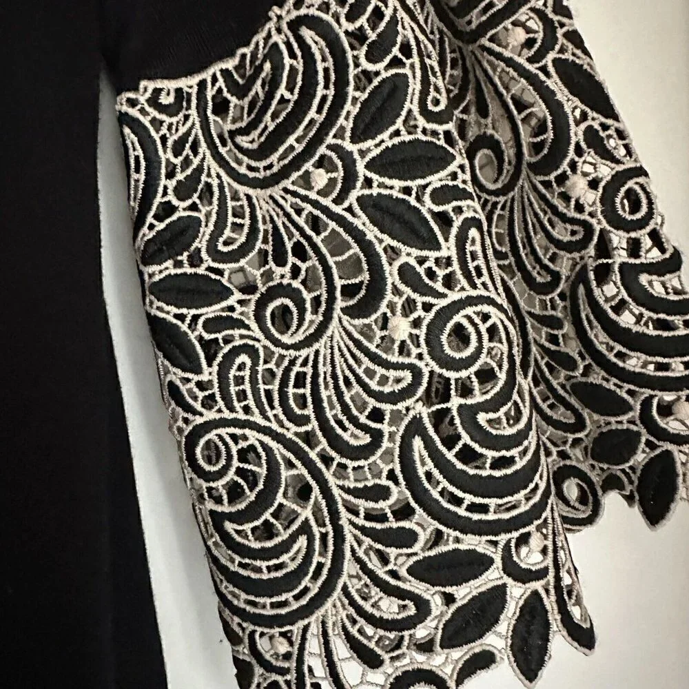 Alfani Womens Size 0X Open‎ Front Lace-Cuff Cardigan Black - Picture 4 of 8